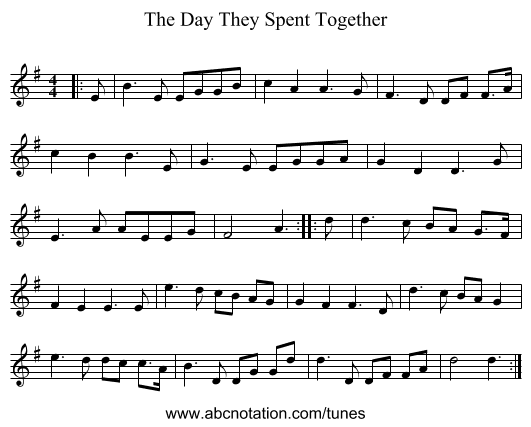 The Day They Spent Together - staff notation