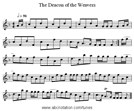 The Deacon of the Weavers - staff notation
