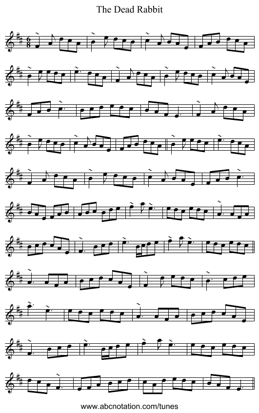 The Dead Rabbit - staff notation
