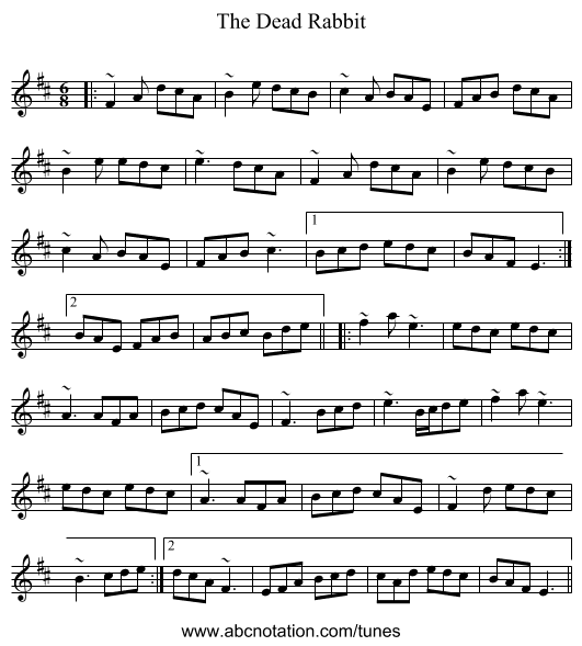 The Dead Rabbit - staff notation