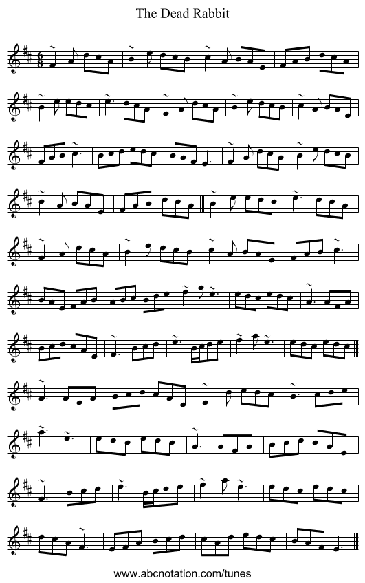 The Dead Rabbit - staff notation