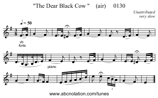 The Dear Black Cow     (air)     0130 - staff notation