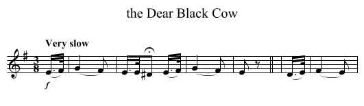the Dear Black Cow - staff notation