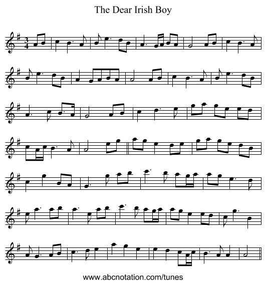 The Dear Irish Boy - staff notation