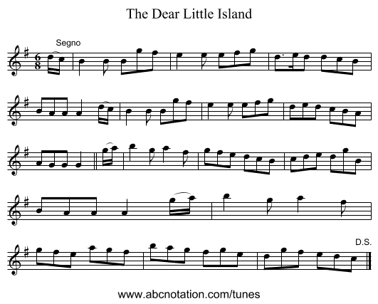 The Dear Little Island - staff notation