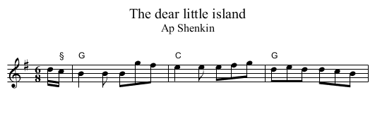 The dear little island - staff notation