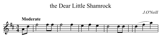 the Dear Little Shamrock - staff notation