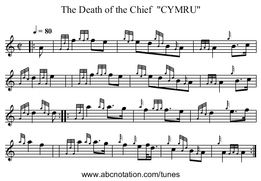 The Death of the Chief  CYMRU - staff notation