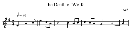 the Death of Wolfe - staff notation