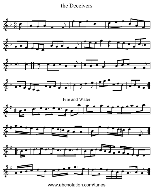 the Deceivers - staff notation