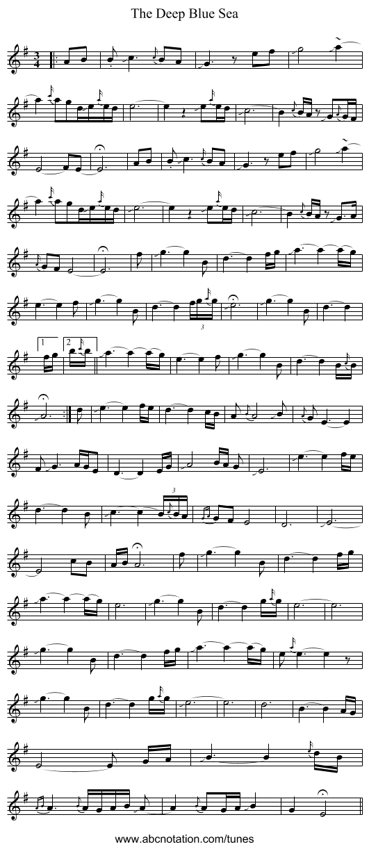 The Deep Blue Sea - staff notation