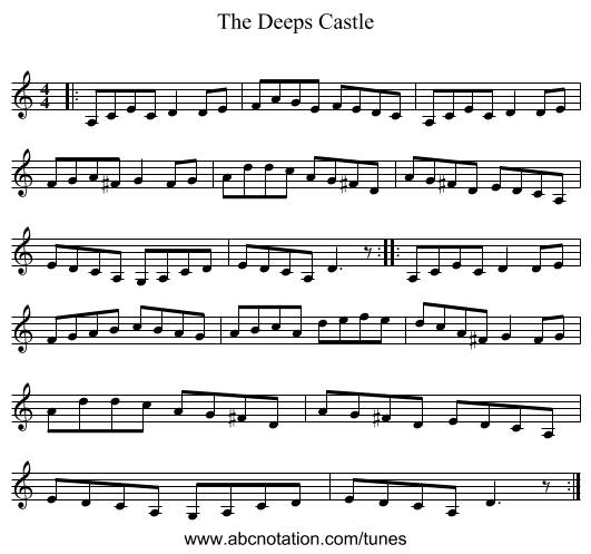 The Deeps Castle - staff notation