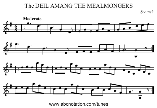 The DEIL AMANG THE MEALMONGERS - staff notation