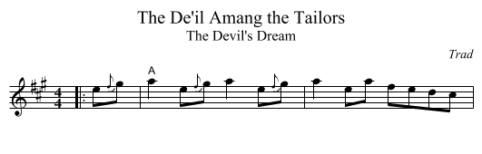 The De'il Amang the Tailors - staff notation
