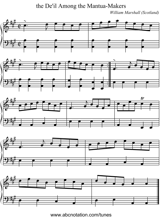 the De'il Among the Mantua-Makers - staff notation