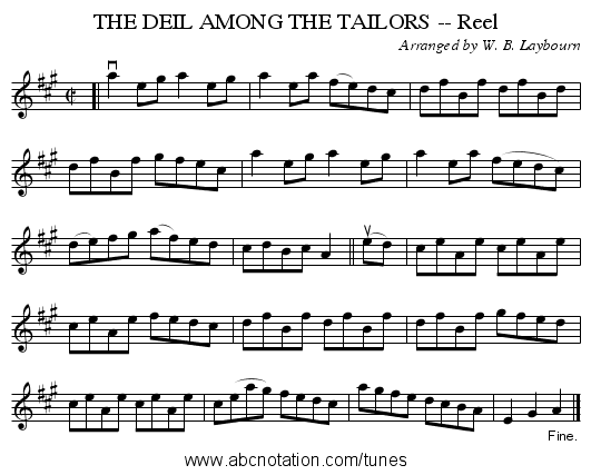 THE DEIL AMONG THE TAILORS -- Reel - staff notation