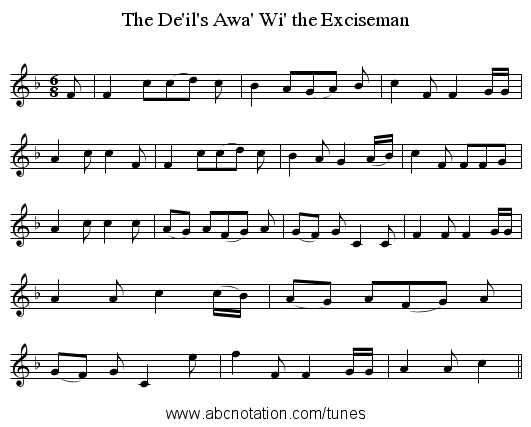 The De'il's Awa' Wi' the Exciseman - staff notation