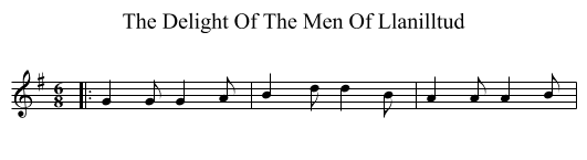 The Delight Of The Men Of Llanilltud - staff notation