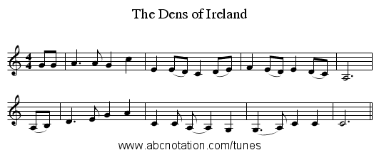 The Dens of Ireland - staff notation