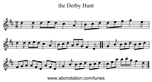 the Derby Hunt - staff notation