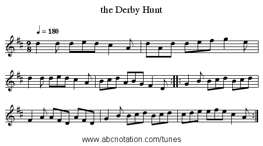 the Derby Hunt - staff notation