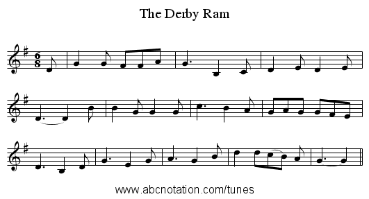 The Derby Ram - staff notation