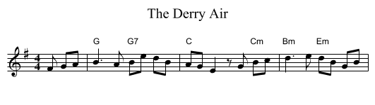 The Derry Air - staff notation