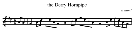 the Derry Hornpipe - staff notation