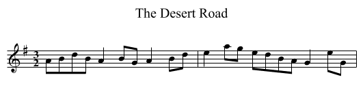 The Desert Road - staff notation