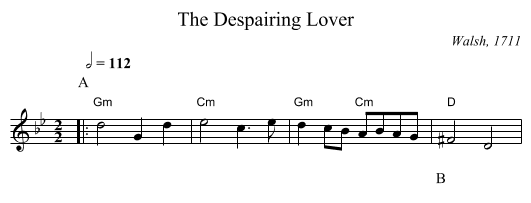 The Despairing Lover - staff notation