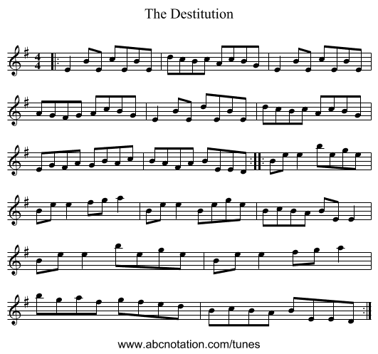 The Destitution - staff notation