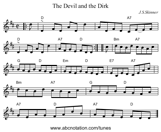 The Devil and the Dirk - staff notation