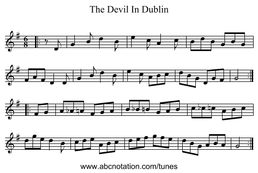 The Devil In Dublin - staff notation