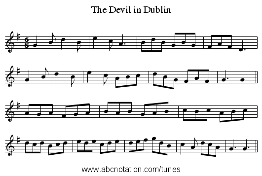 The Devil in Dublin - staff notation