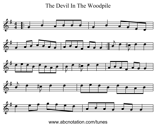 The Devil In The Woodpile - staff notation