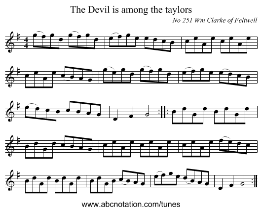 The Devil is among the taylors - staff notation