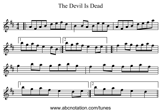 The Devil Is Dead - staff notation