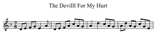 The Devilll For My Hurt - staff notation