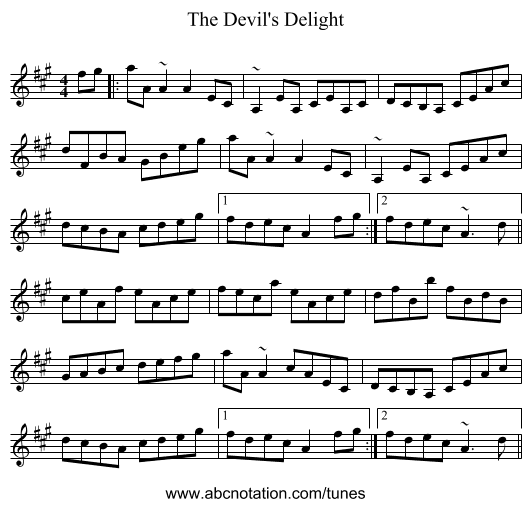 The Devil's Delight - staff notation