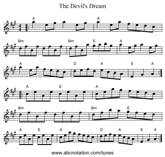 The Devil's Dream - staff notation