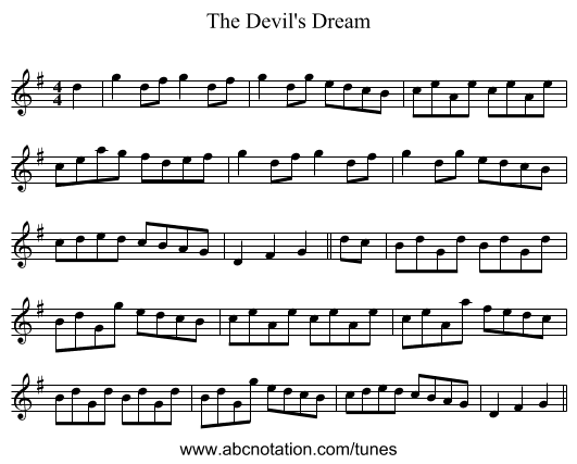 The Devil's Dream - staff notation