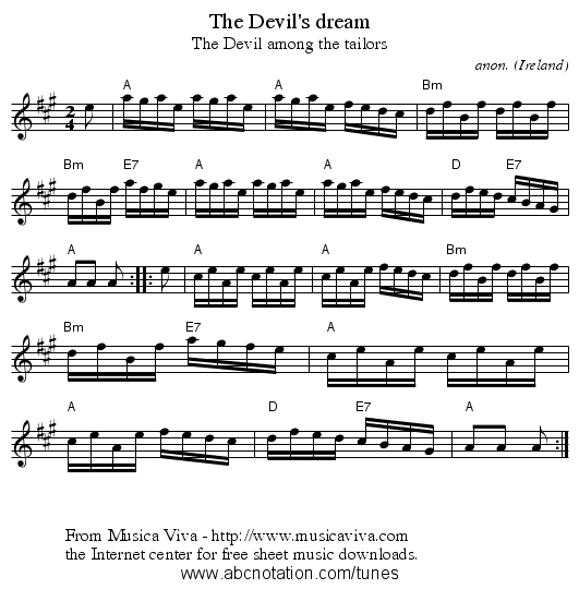 The Devil's dream - staff notation