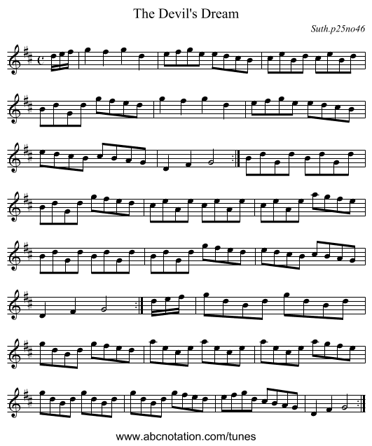 The Devil's Dream - staff notation