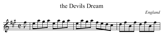 the Devils Dream - staff notation