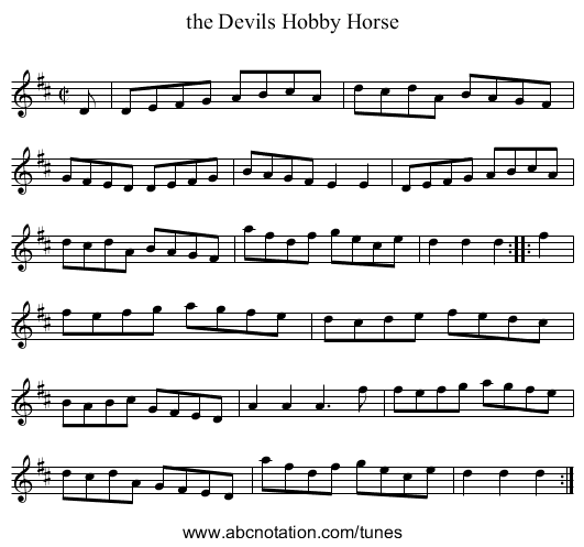 the Devils Hobby Horse - staff notation