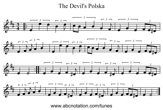 The Devil's Polska - staff notation