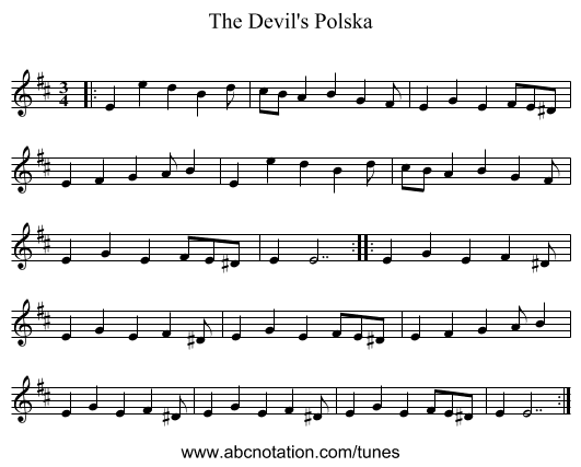The Devil's Polska - staff notation