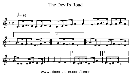 The Devil's Road - staff notation