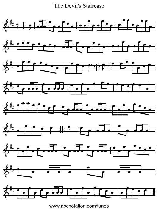 The Devil's Staircase - staff notation