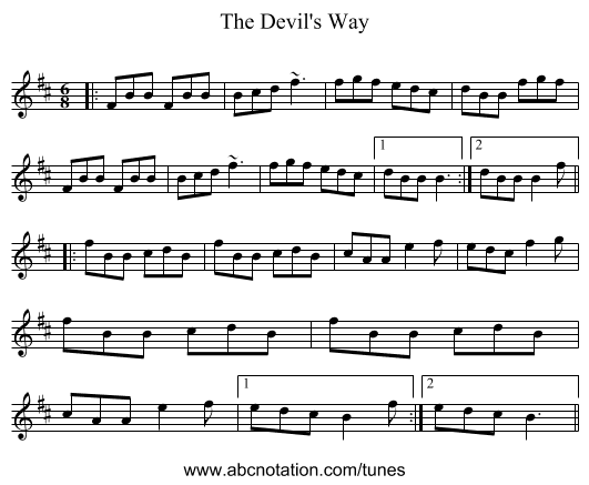 The Devil's Way - staff notation
